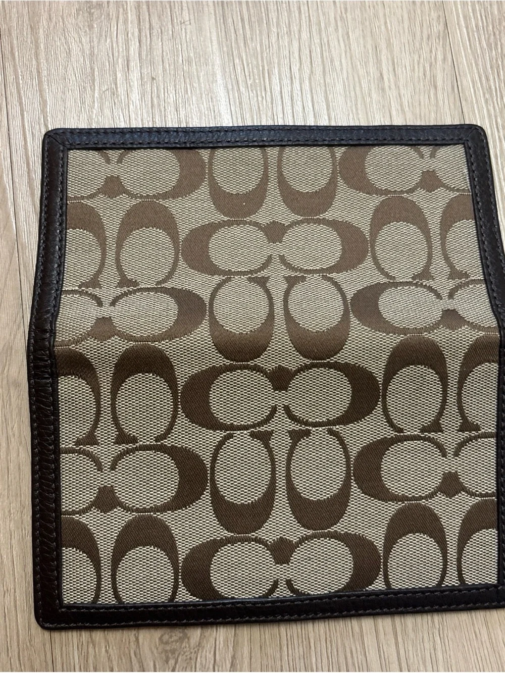 Coach bookcheck Brown Signature Canvas Accent Panel with Dark Trim